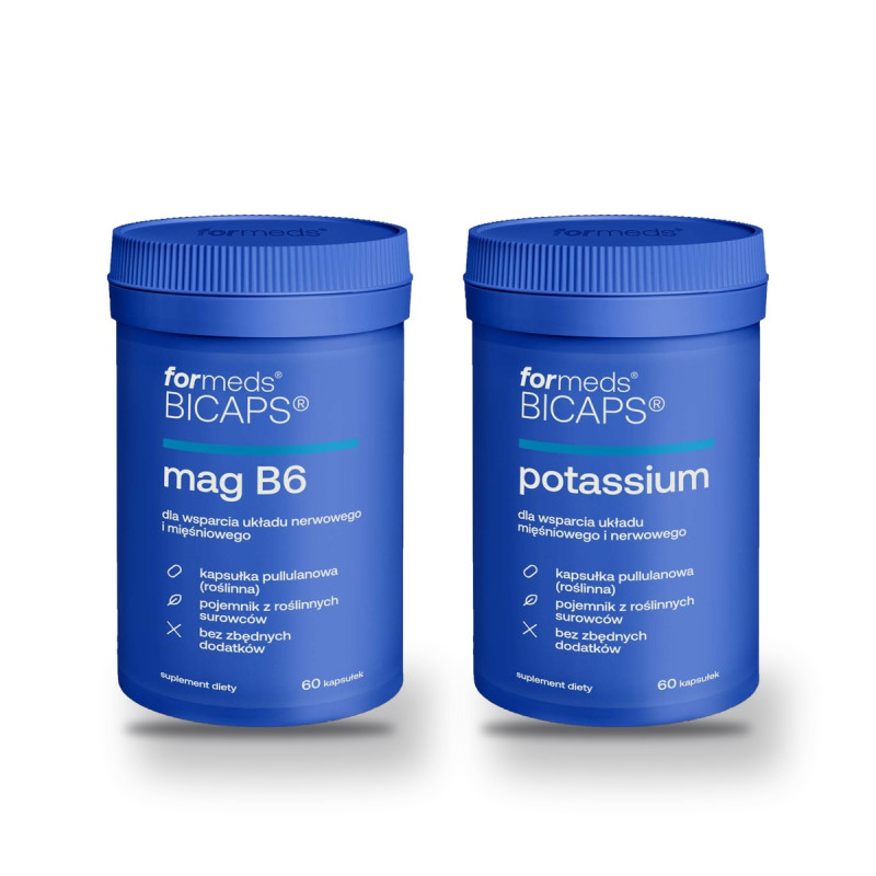Magnez z witaminą B6 i potas ForMeds BICAPS w zestawie