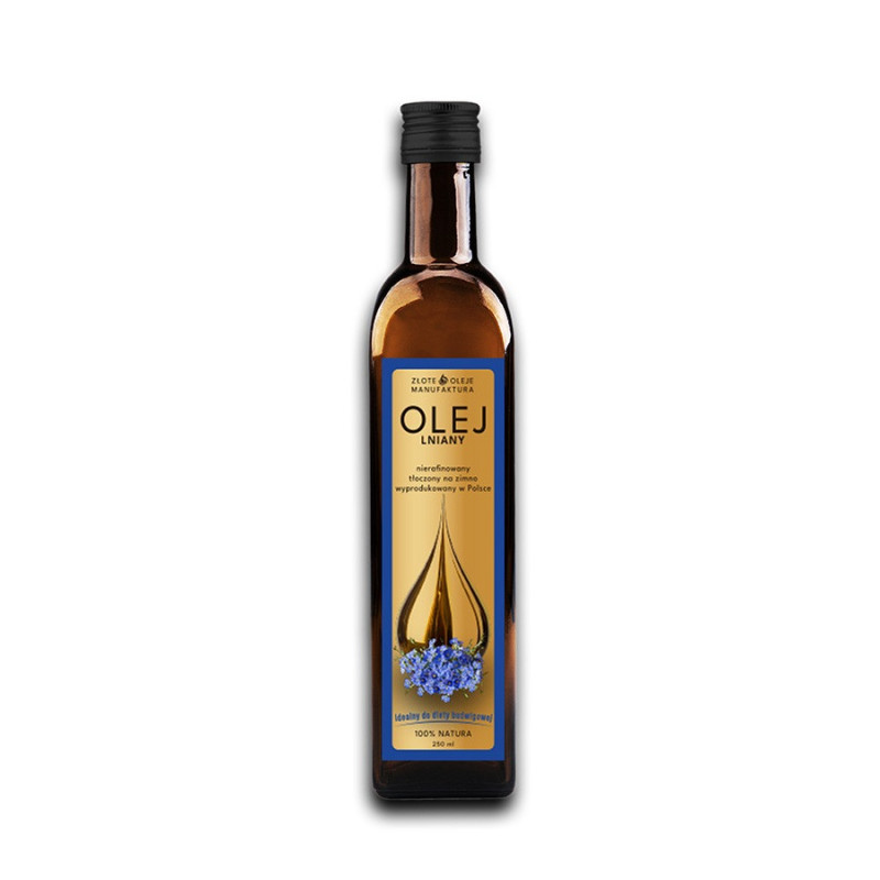 Olej lniany tłoczony na zimno 250 ml Złote Oleje Goldfarmex