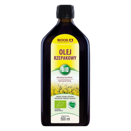 Olej rzepakowy BIO 500 ml tłoczony na zimno ekologiczny