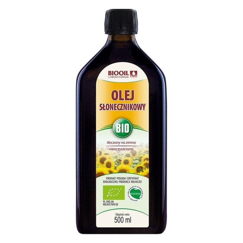 Olej słonecznikowy BIO 500 ml tłoczony na zimno ekologiczny
