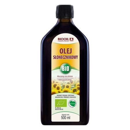 Olej słonecznikowy BIO 500 ml tłoczony na zimno ekologiczny