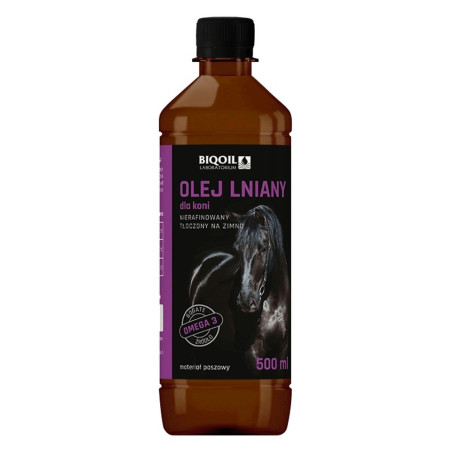 Olej lniany dla koni 500 ml tłoczony na zimno BiOil