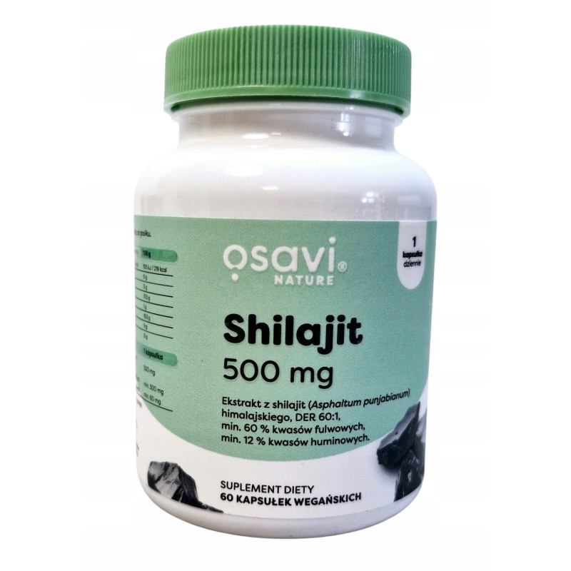Shilajit Himalajski 500 mg Mumio kapsułki 60 szt Energia Witalność Siła