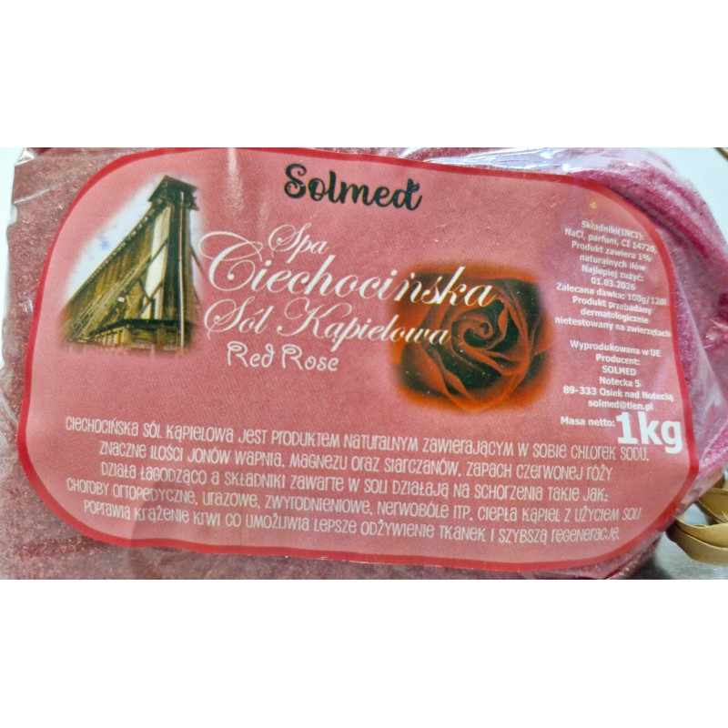 Naturalna Ciechocińska Sól Kąpielowa SolMed Red Rose 1kg odprężenie spa