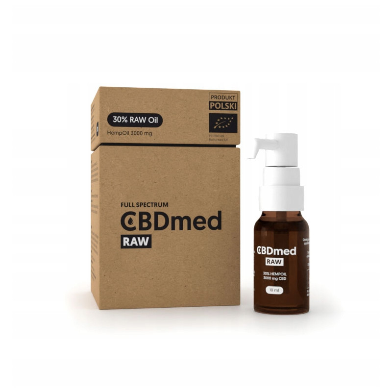 CBDmed olej konopny RAW 30 % CBD 3000 mg w buteleczce 10 ml z pompką