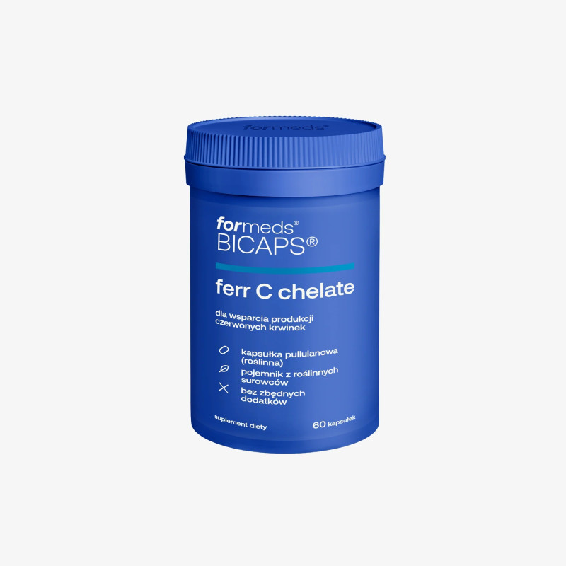 ForMeds BICAPS ferr C chelate, żelazo diglicynian 20 mg z witaminą C 350 mg, 60 kapsułek
