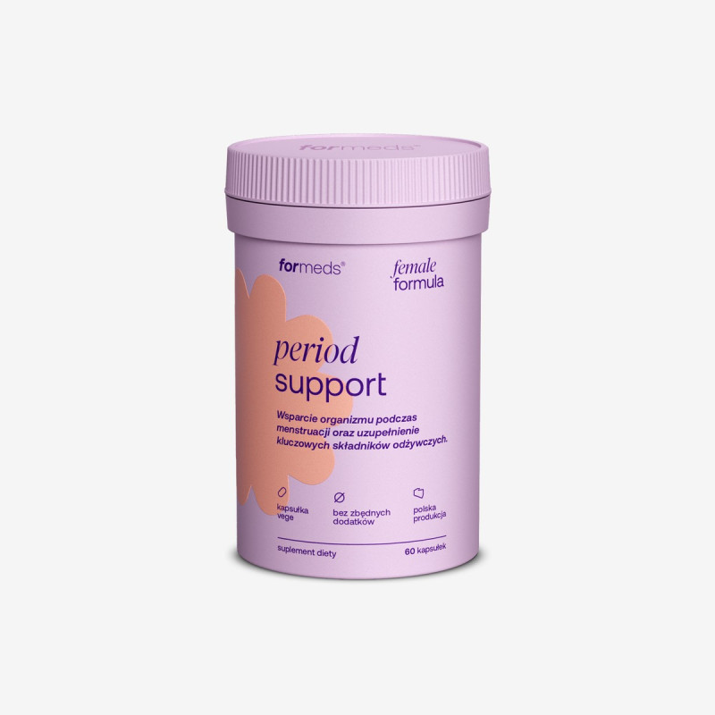 ForMeds Female Formula Period Support, żelazo diglicynian z laktoferyną, witaminą B12 i folianem dla kobiet miesiączkujących, 60 kapsułek