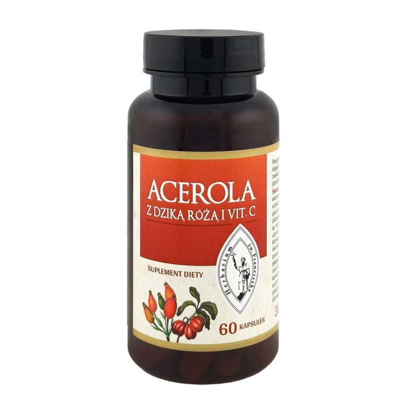 Acerola z dziką różą i witaminą C 60 kapsułek, 1000 mg wit. C