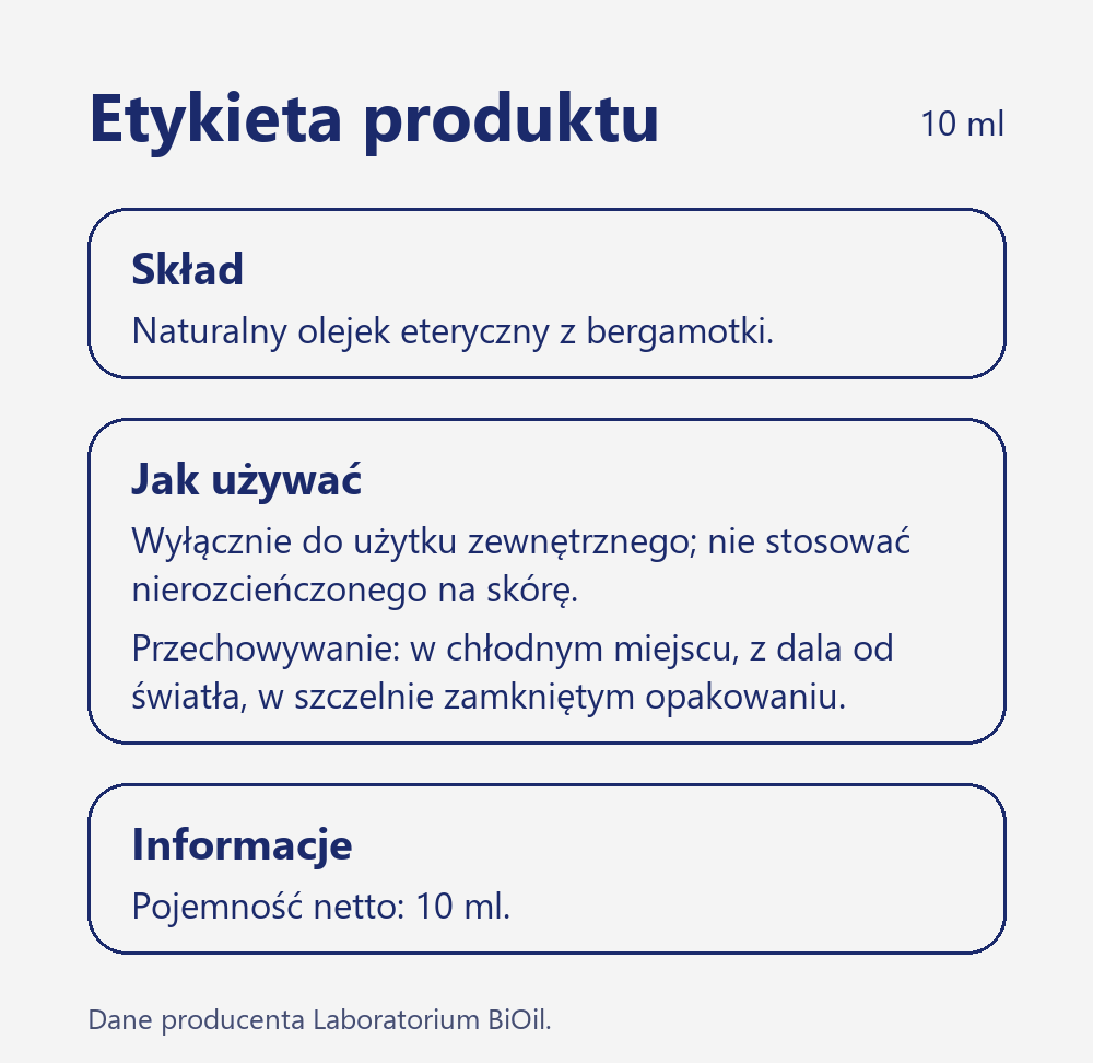 Skład i zastosowanie Olejek z bergamotki 10 ml eteryczny do aromaterapii i masażu