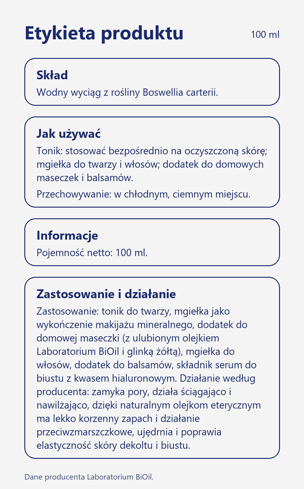Skład i zastosowanie Hydrolat z kadzidłowca 100 ml tonik do cery dojrzałej i naczynkowej
