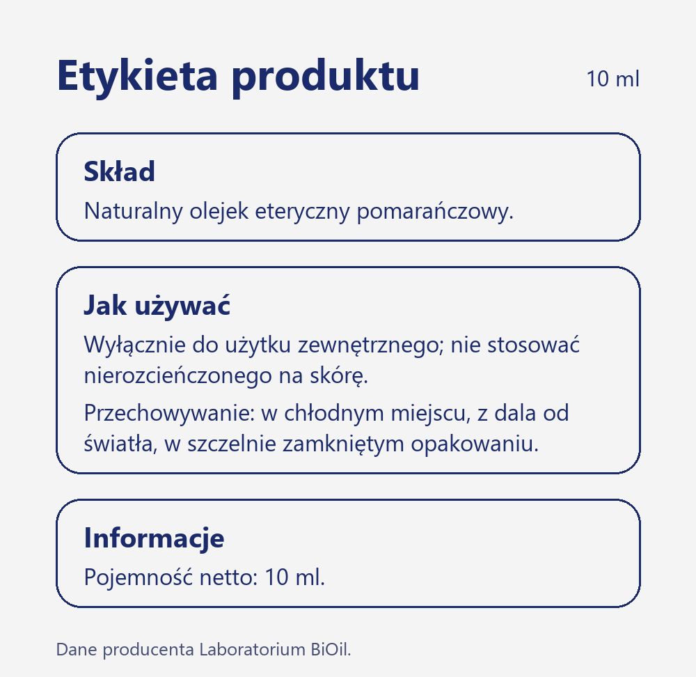 Skład i zastosowanie Olejek pomarańczowy 10 ml eteryczny do aromaterapii i pielęgnacji cery tłustej