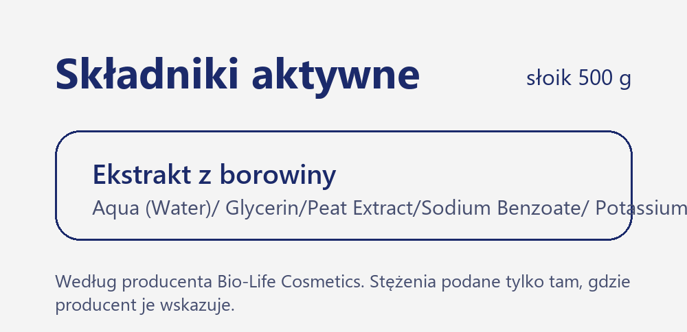 Składniki aktywne Kojąca sól do kąpieli, zapach sosny 500 g: Ekstrakt z borowiny