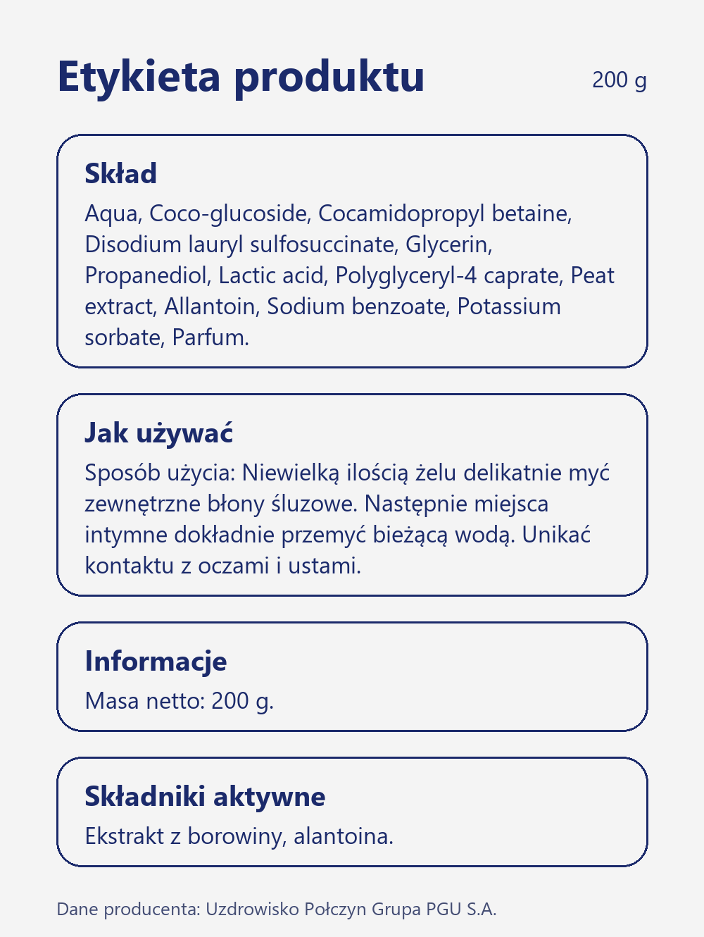 Skład i sposób użycia Terra Zdrój Delikatny płyn do higieny intymnej z ekstraktem z borowiny 200 g