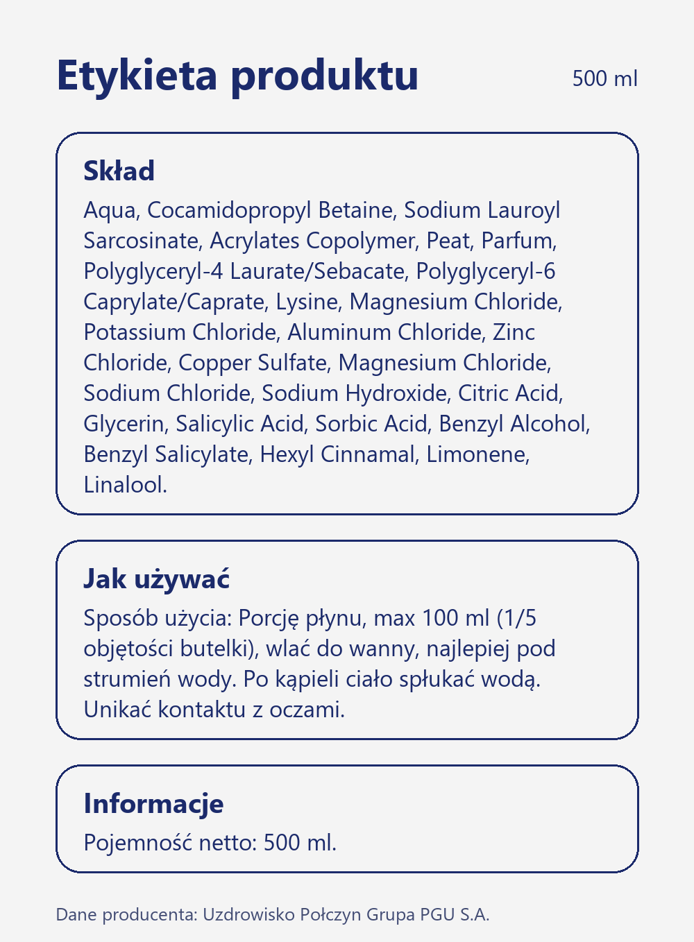 Skład i sposób użycia Terra Zdrój Borowinowa kąpiel na bazie połczyńskiej borowiny 500 ml
