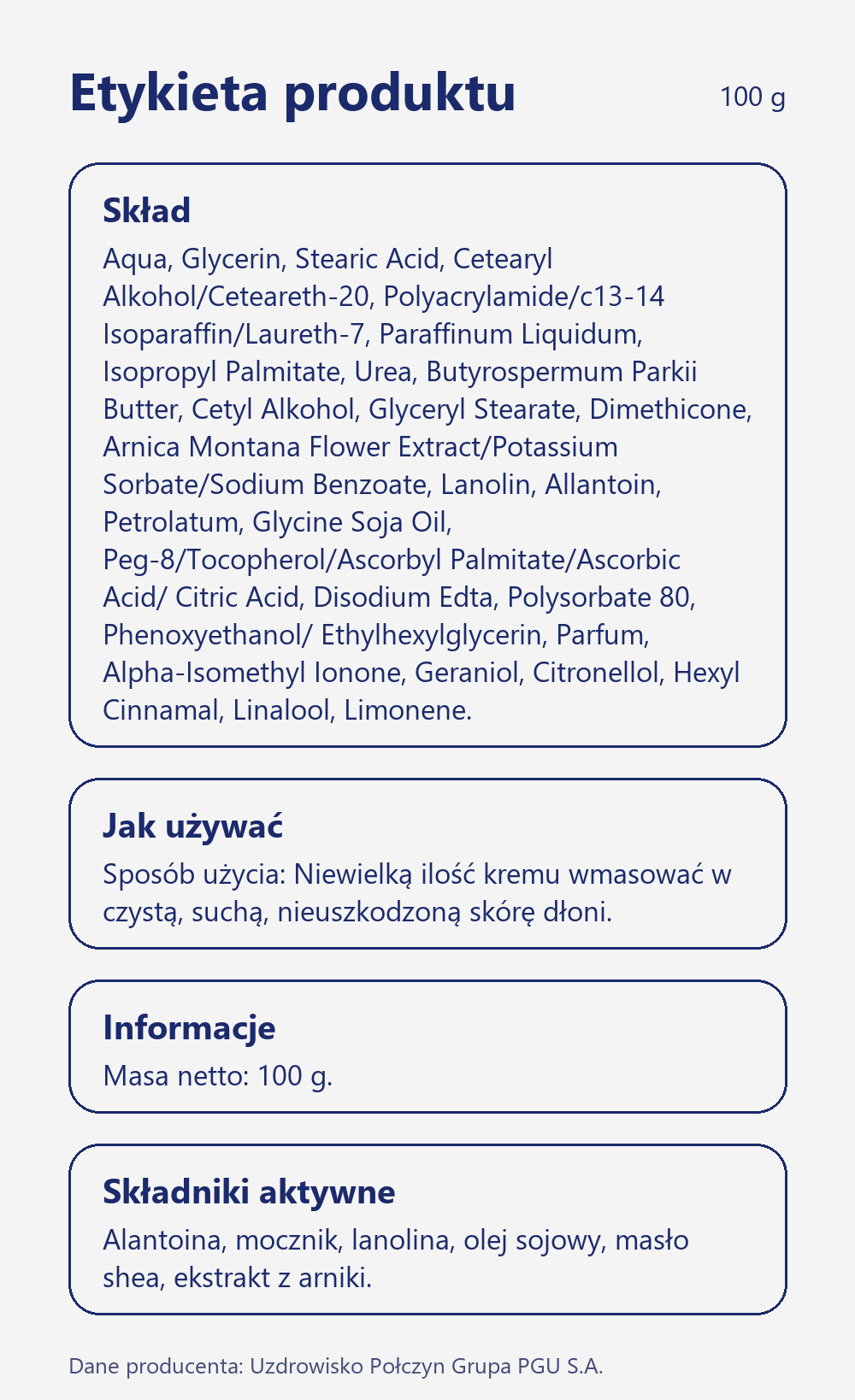 Skład i sposób użycia Terra Zdrój Krem solankowy do rąk 100 g