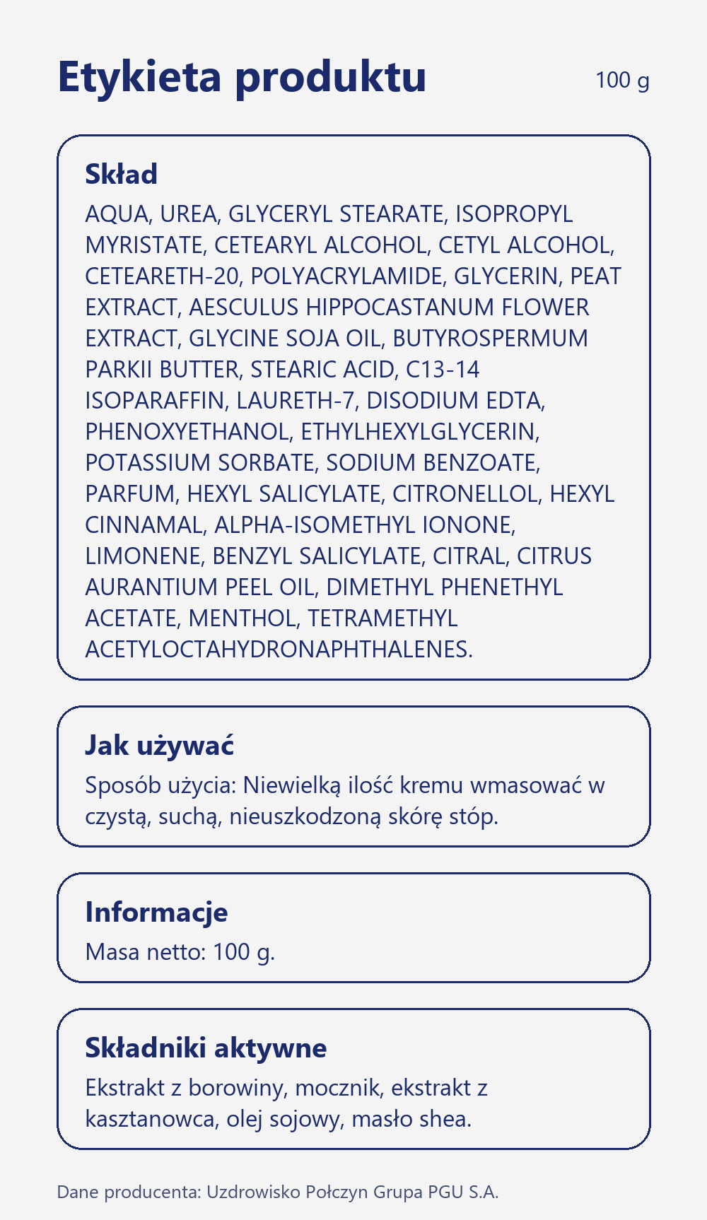 Skład i sposób użycia Terra Zdrój Regeneracyjny borowinowy krem do stóp 100 g