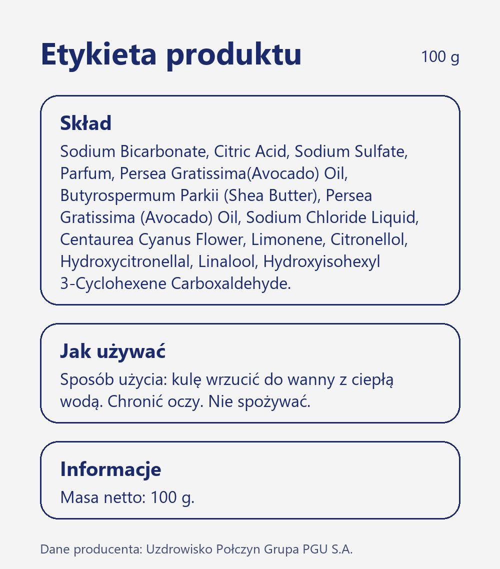 Skład i sposób użycia Terra Zdrój Musująca kula do kąpieli z połczyńską solanką o zapachu magnolii 100 g