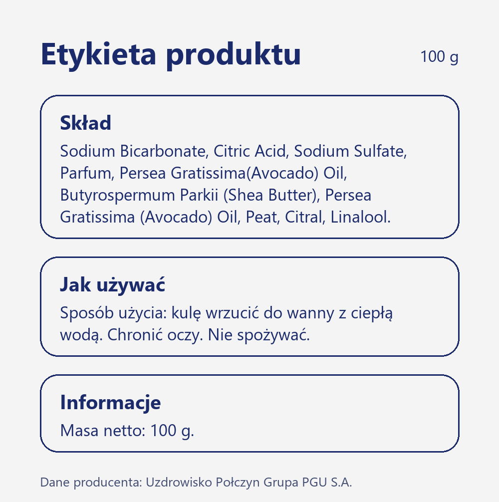 Skład i sposób użycia Terra Zdrój Musująca kula do kąpieli z połczyńską borowiną o zapachu maliny z cytryną 100 g