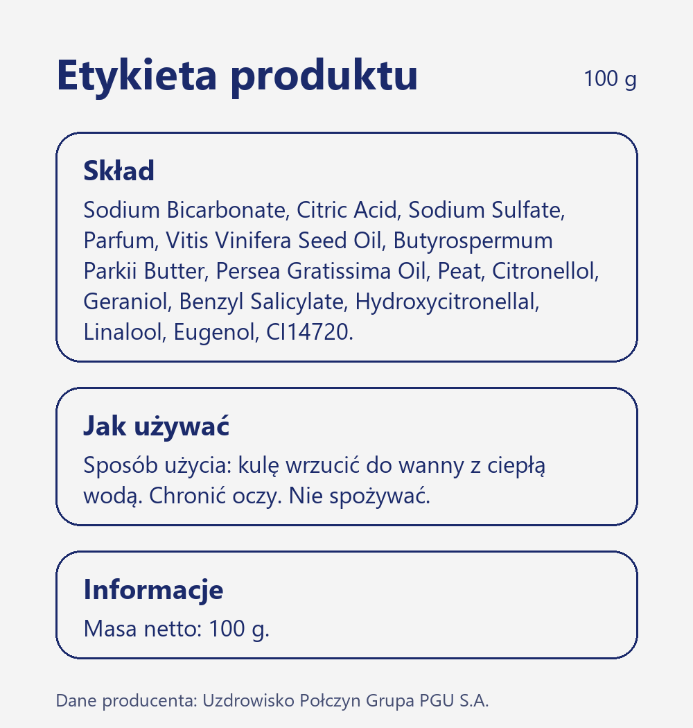 Skład i sposób użycia Terra Zdrój Musująca kula do kąpieli z połczyńską borowiną o zapachu róży 100 g