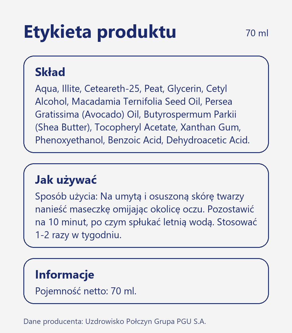 Skład i sposób użycia Terra Zdrój Maseczka do twarzy z połczyńską borowiną i masłem shea 70 ml