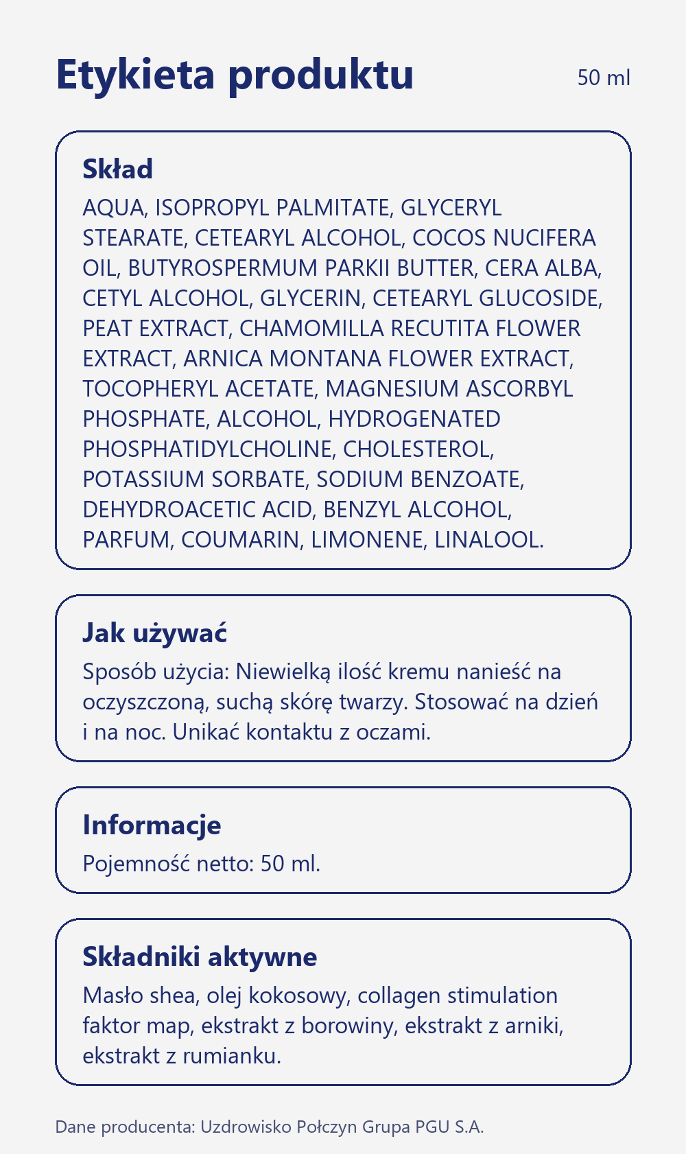 Skład i sposób użycia Terra Zdrój MEN krem do twarzy z połczyńską borowiną 50 ml