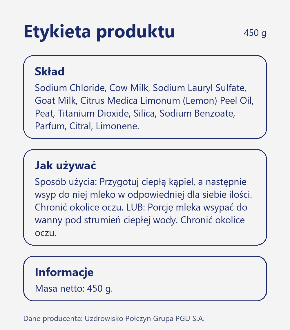 Skład i sposób użycia Terra Zdrój Mleko do kąpieli z połczyńską borowiną 450 g