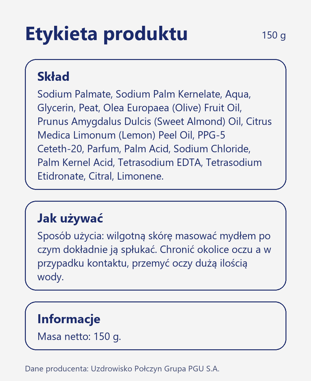 Skład i sposób użycia Terra Zdrój Mydło naturalne z połczyńską borowiną 150 g