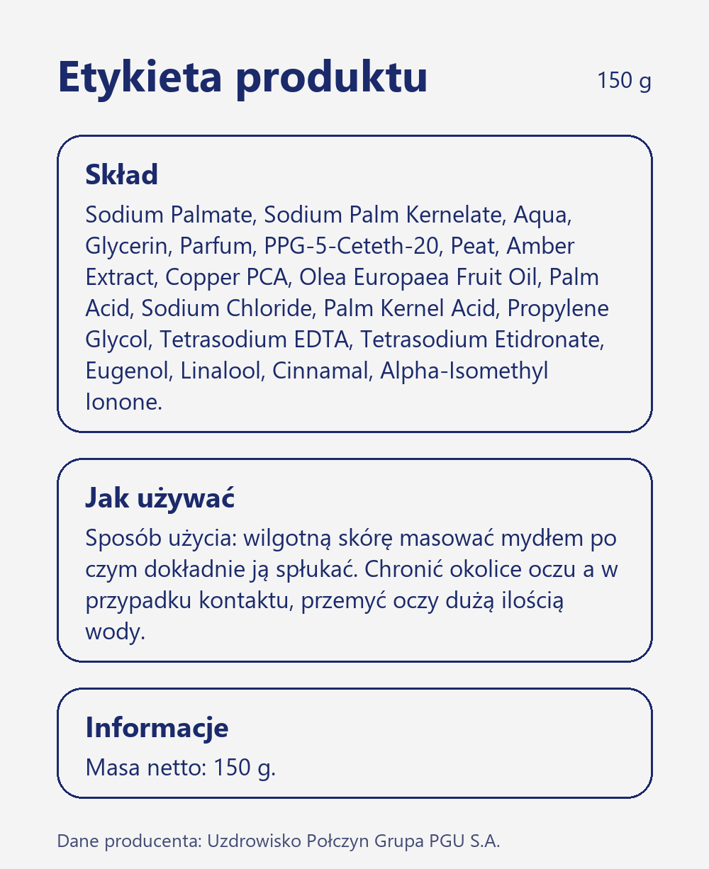 Skład i sposób użycia Terra Zdrój Mydło naturalne z połczyńską borowiną, miedzią i bursztynem 150 g