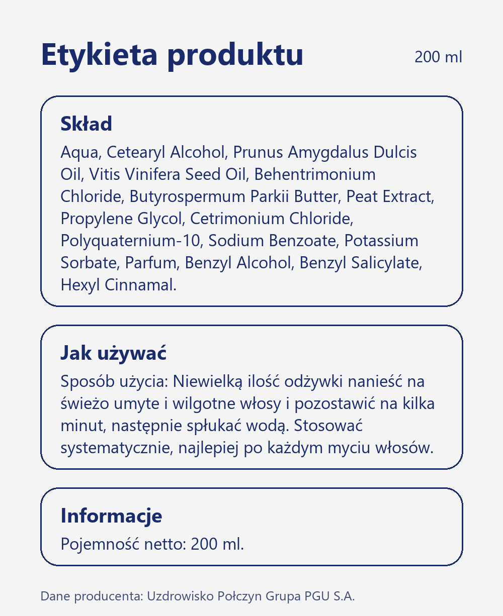 Skład i sposób użycia Terra Zdrój Odżywka do włosów z połczyńską borowiną 200 ml