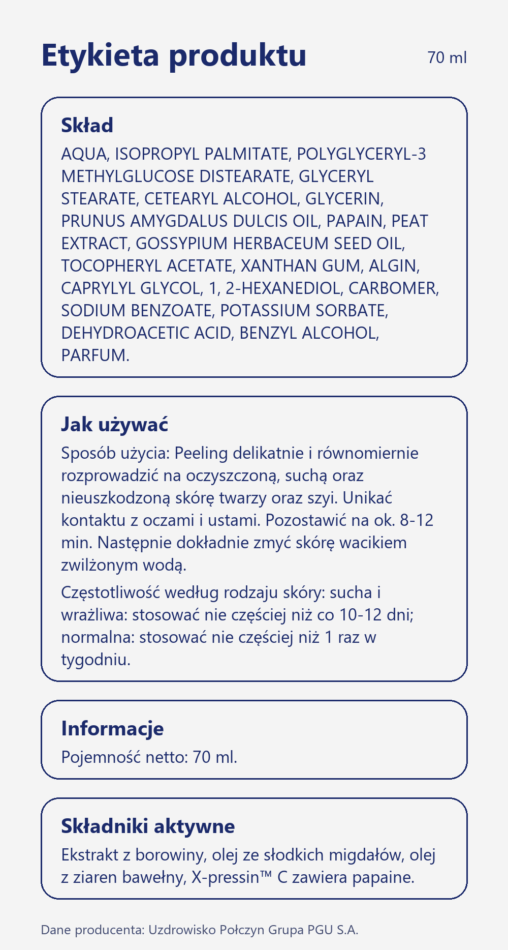 Skład i sposób użycia Terra Zdrój Peeling enzymatyczny do twarzy z połczyńską borowiną 70 ml
