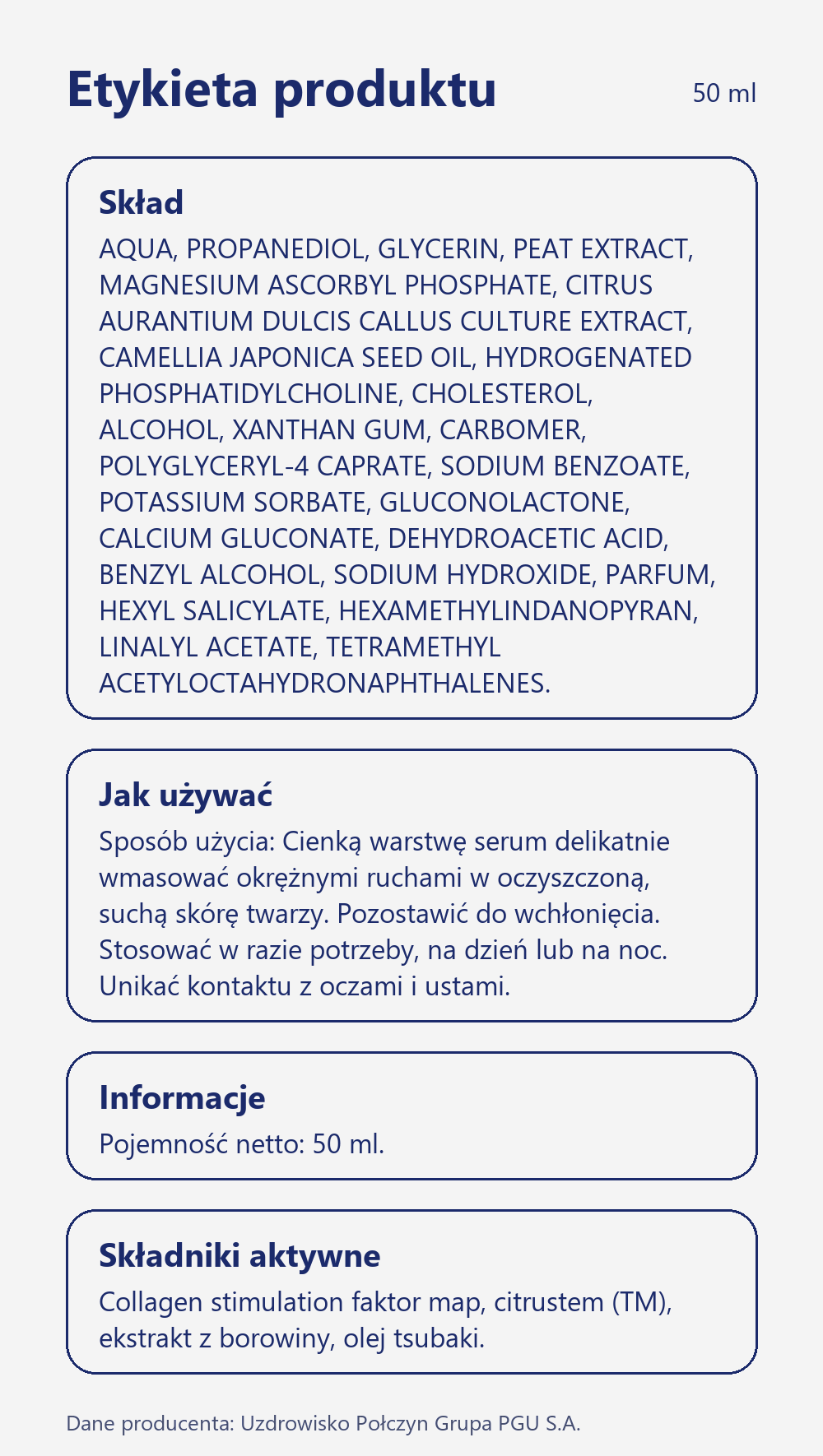 Skład i sposób użycia Terra Zdrój Serum do twarzy, szyi i dekoltu z połczyńską borowiną 50 ml