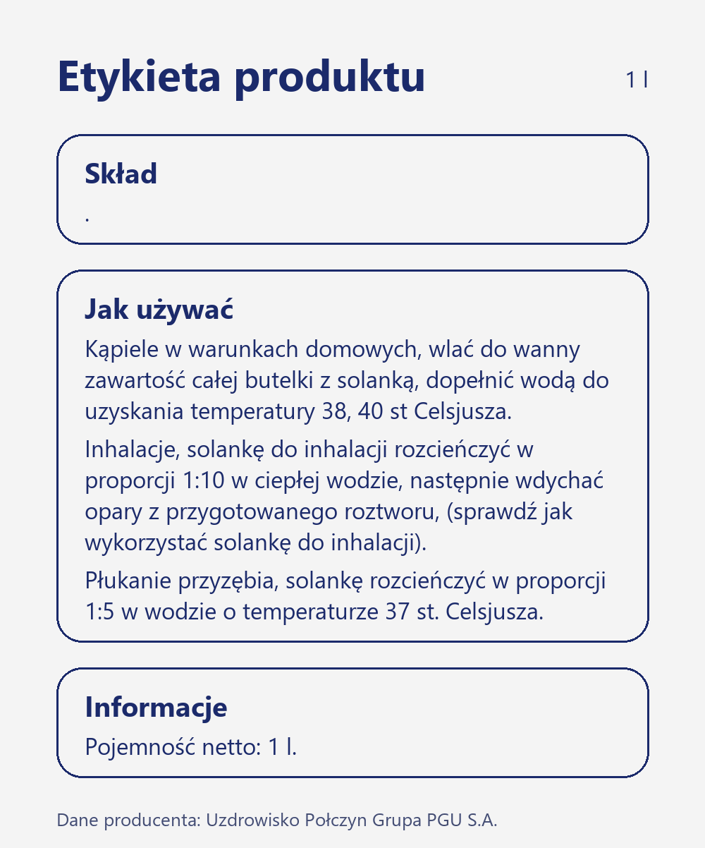 Skład i sposób użycia Terra Zdrój Solanka połczyńska do kąpieli i inhalacji 1 l