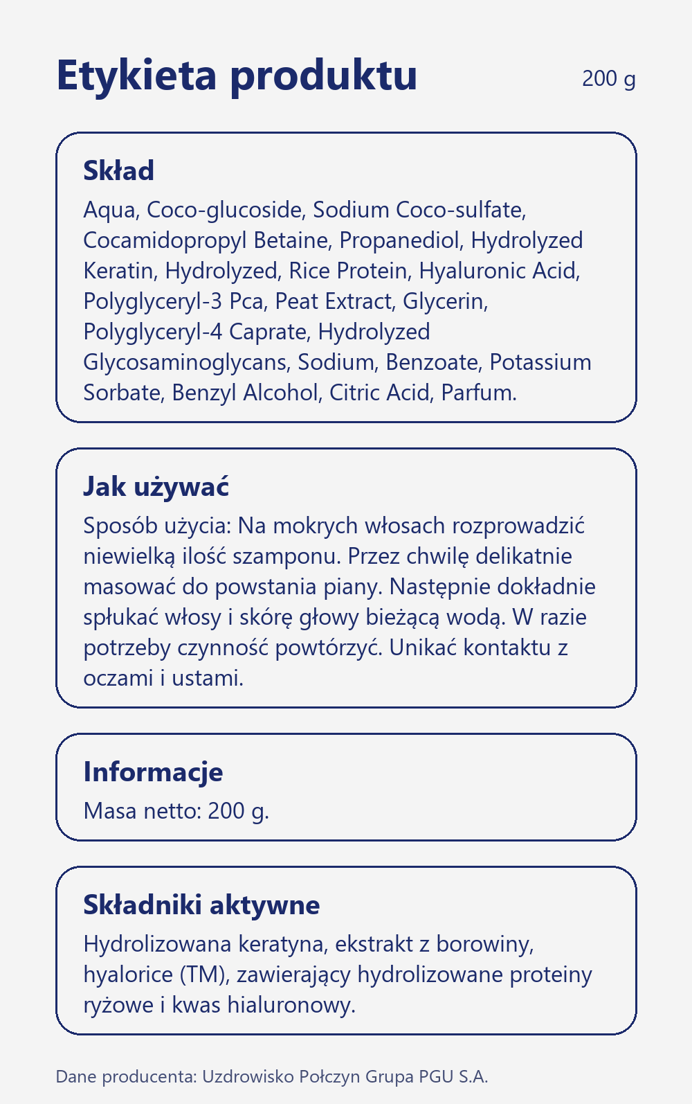 Skład i sposób użycia Terra Zdrój Odświeżająco oczyszczający szampon do włosów z ekstraktem z borowiny 200 g