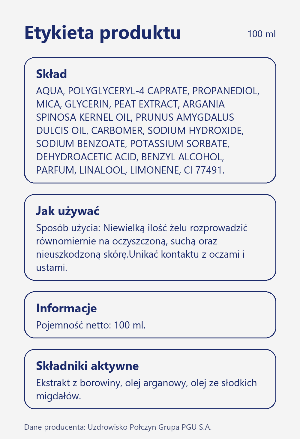 Skład i sposób użycia Terra Zdrój Żel do ciała z olejami, połczyńską borowiną i drobinkami rozświetlającymi 100 ml