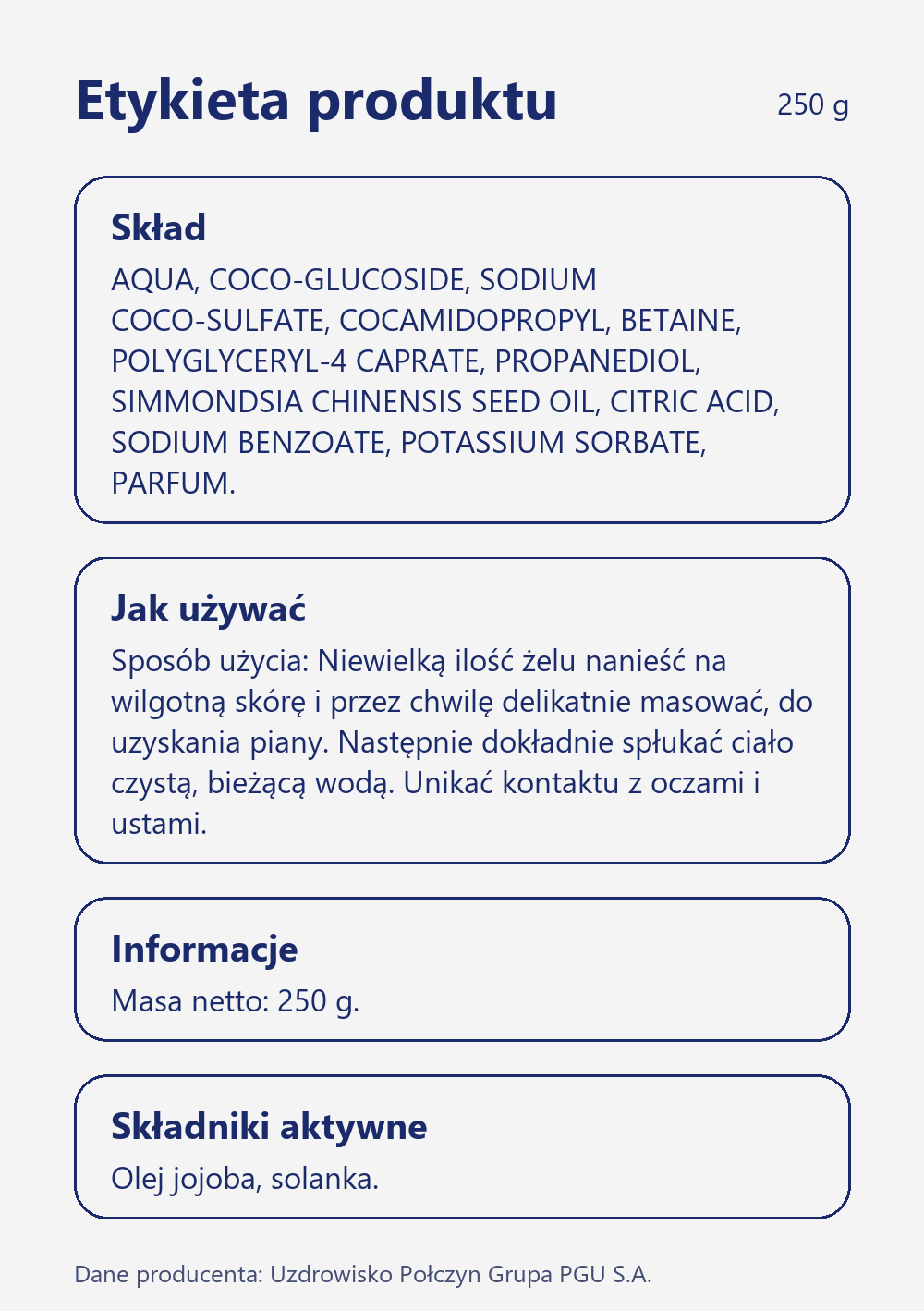 Skład i sposób użycia Terra Zdrój Żel pod prysznic z połczyńską solanką 250 g