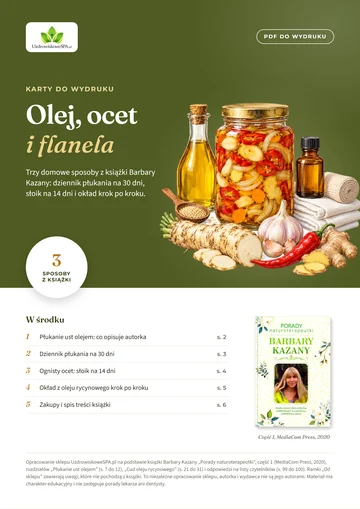Okładka PDF: Olej, ocet i flanela. Karty do wydruku