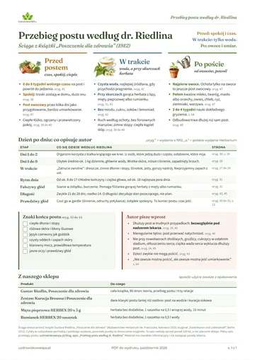 Okładka PDF: Przebieg postu według dr. Riedlina. Ściąga z książki